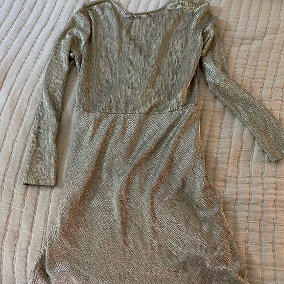 Deby Debo Metallic Gold Faux Wrap Dress Women’s XL - Picture 5 of 7